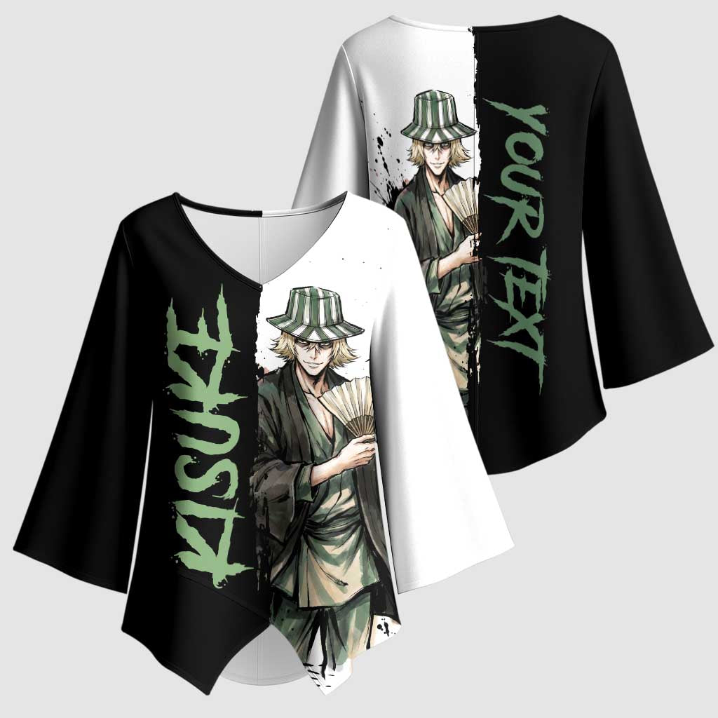Personalized Kisuke Urahara Kimono Sleeve Blouse Ink Splash Anime Brush Style