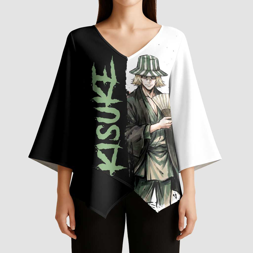 Personalized Kisuke Urahara Kimono Sleeve Blouse Ink Splash Anime Brush Style