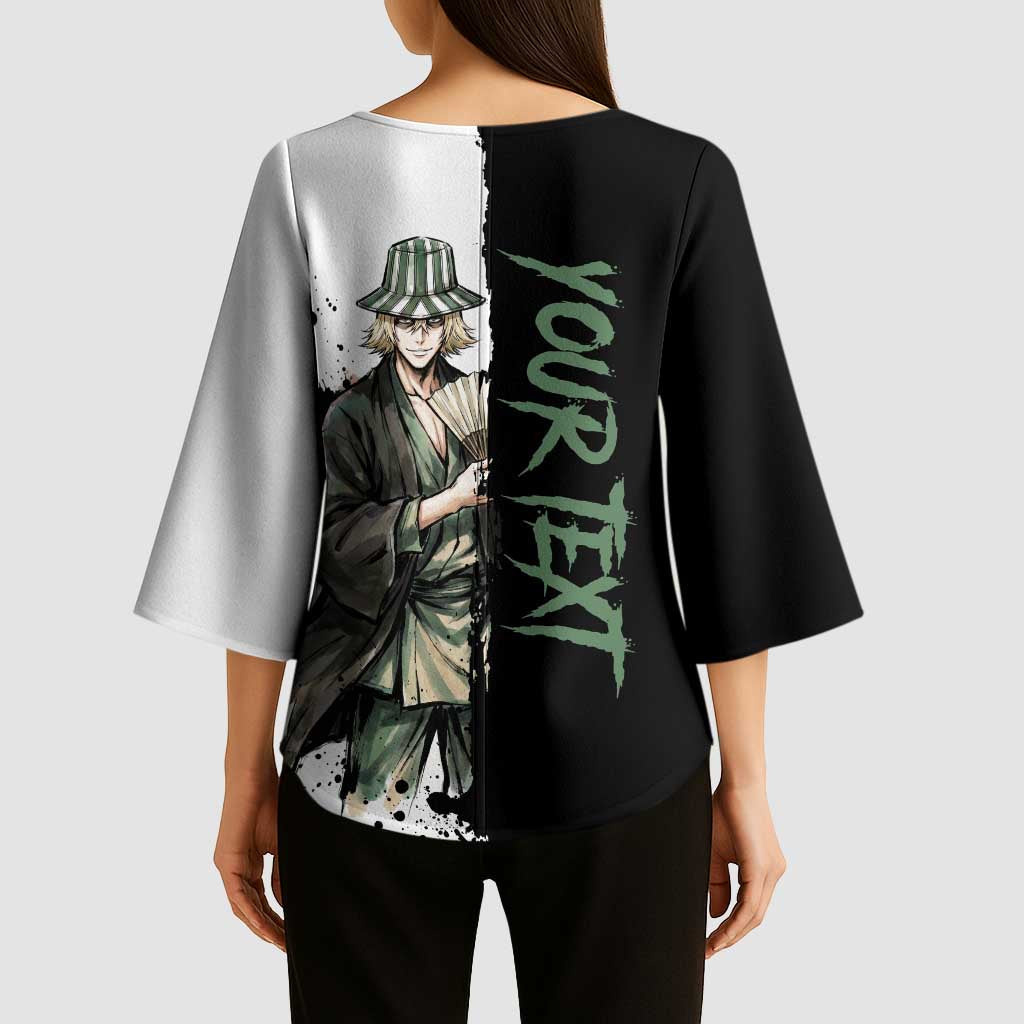 Personalized Kisuke Urahara Kimono Sleeve Blouse Ink Splash Anime Brush Style