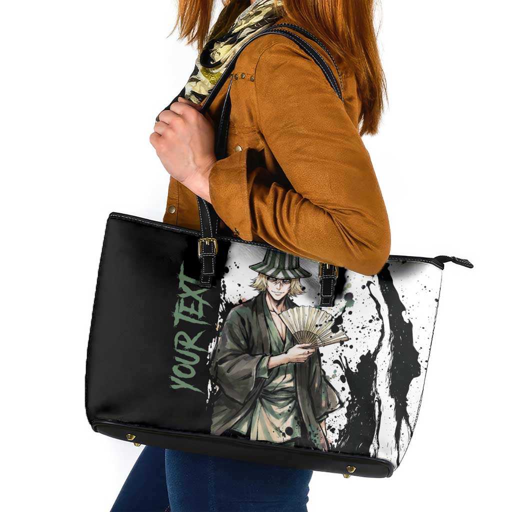 Personalized Kisuke Urahara Leather Tote Bag Ink Splash Anime Brush Style