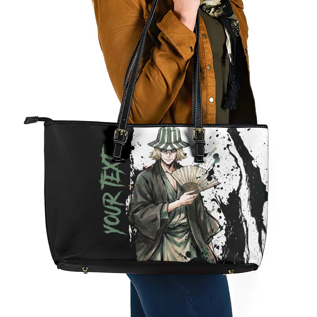Personalized Kisuke Urahara Leather Tote Bag Ink Splash Anime Brush Style