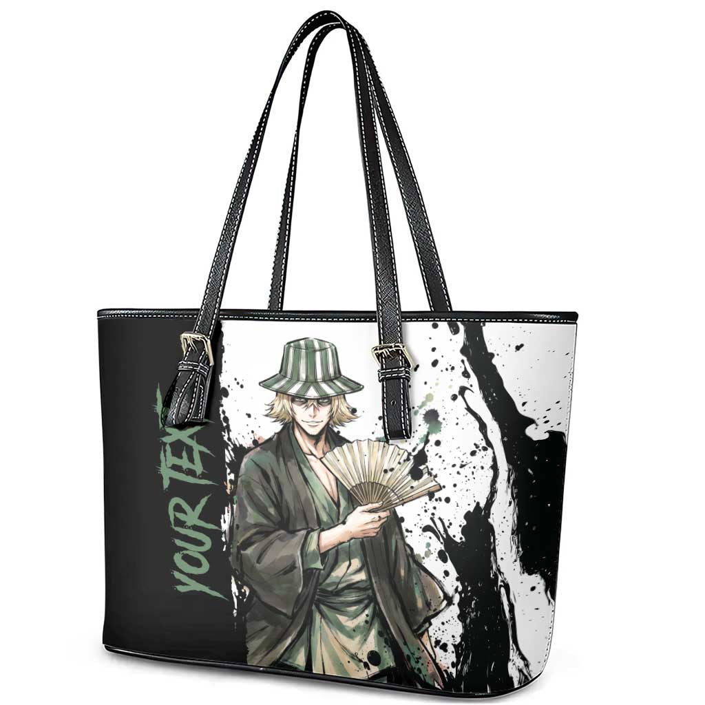 Personalized Kisuke Urahara Leather Tote Bag Ink Splash Anime Brush Style