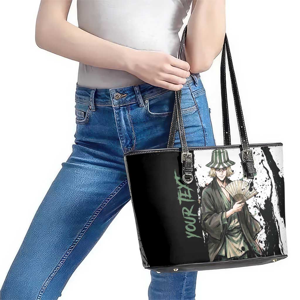 Personalized Kisuke Urahara Leather Tote Bag Ink Splash Anime Brush Style