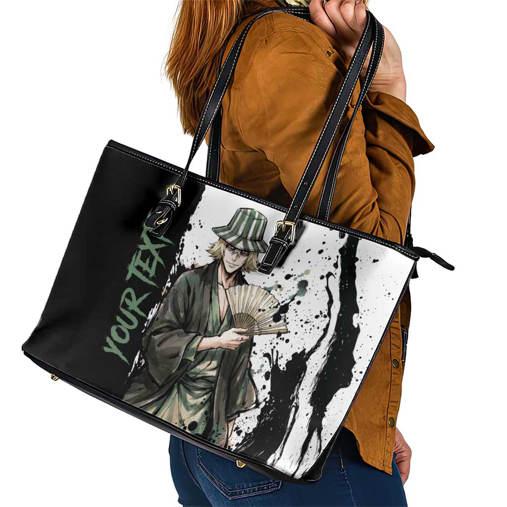 Personalized Kisuke Urahara Leather Tote Bag Ink Splash Anime Brush Style