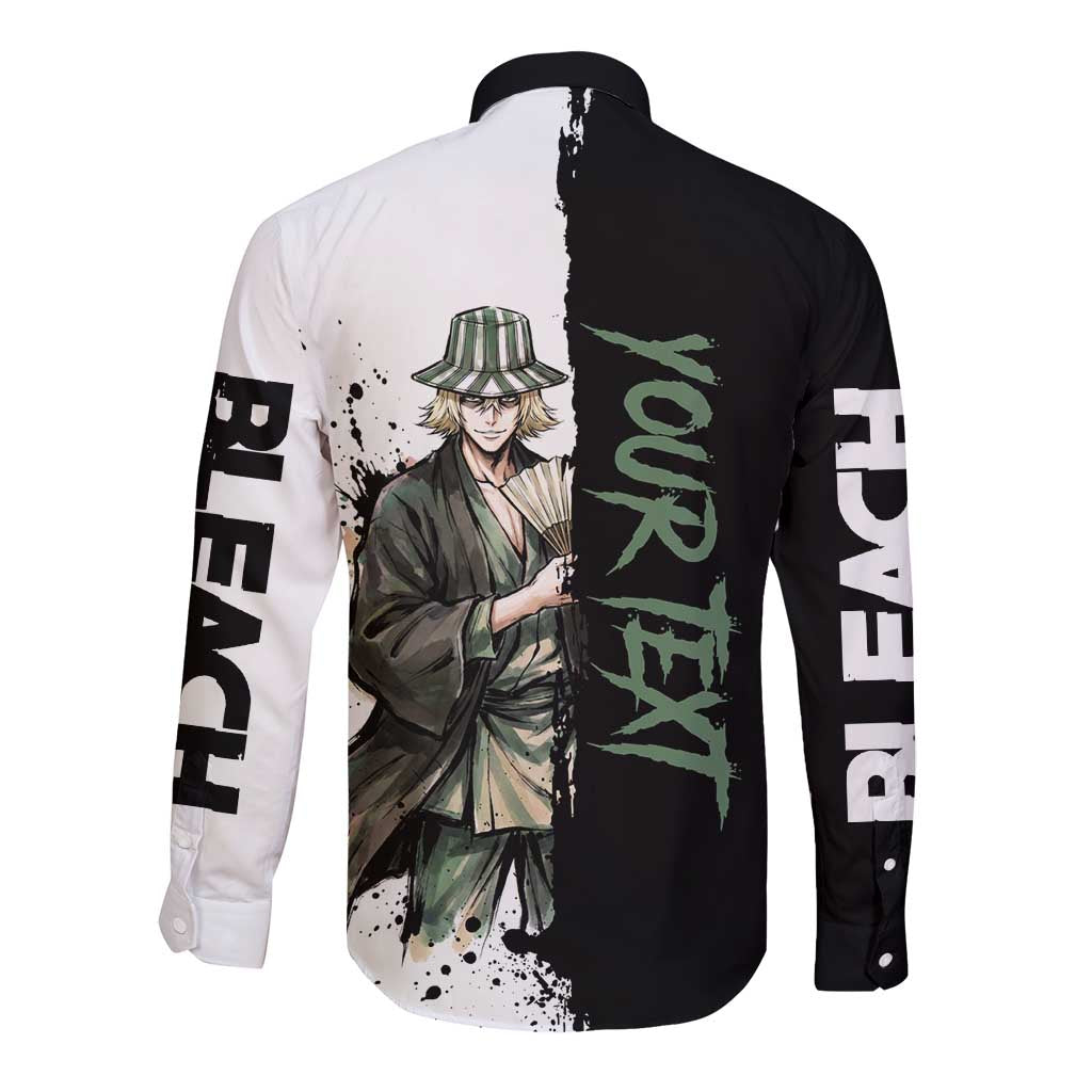 Personalized Kisuke Urahara Long Sleeve Button Shirt Ink Splash Anime Brush Style