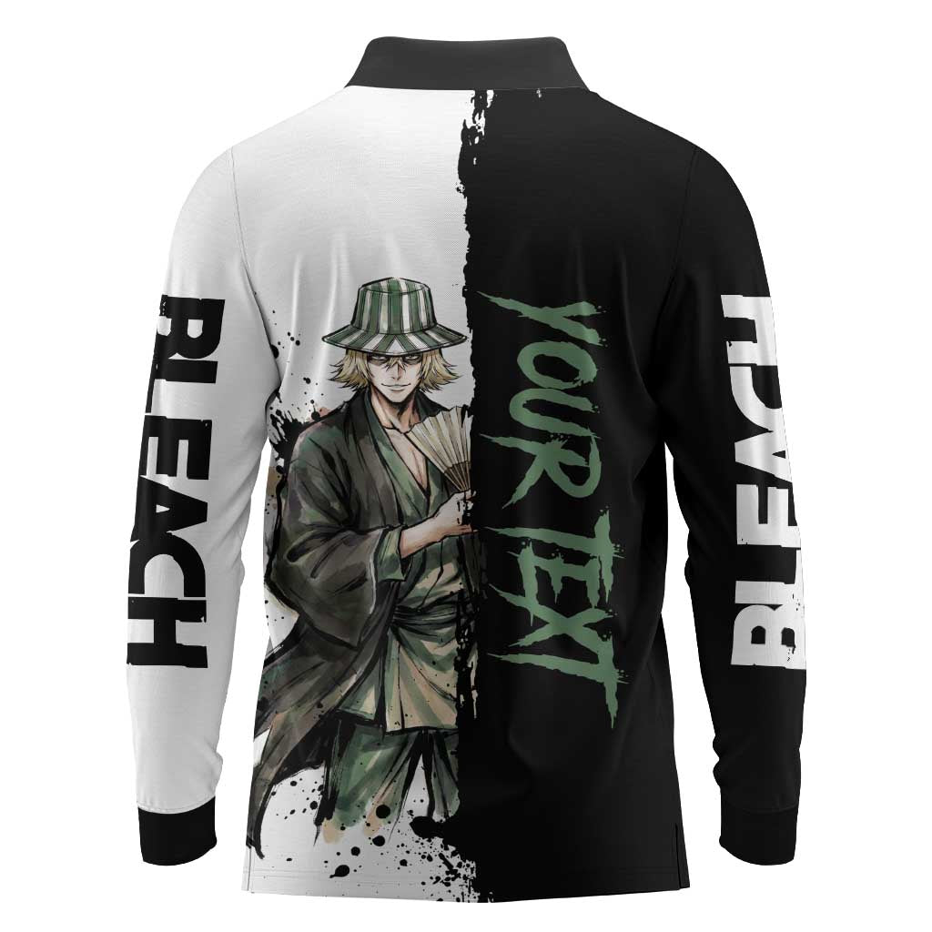 Personalized Kisuke Urahara Long Sleeve Polo Shirt Ink Splash Anime Brush Style