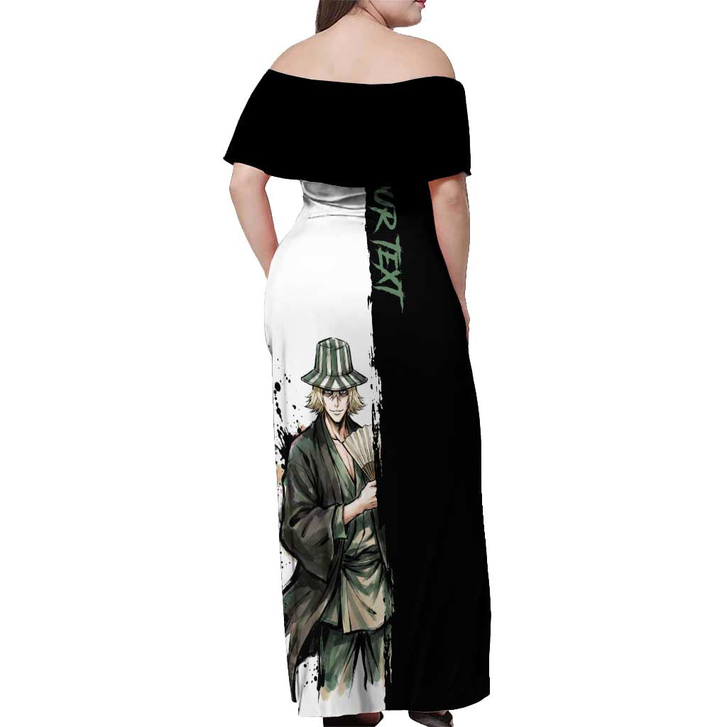 Personalized Kisuke Urahara Off Shoulder Maxi Dress Ink Splash Anime Brush Style