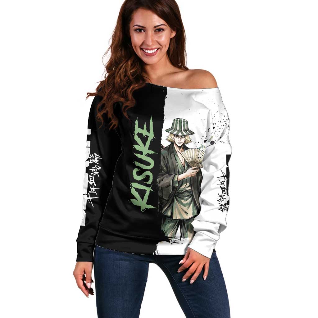 Personalized Kisuke Urahara Off Shoulder Sweater Ink Splash Anime Brush Style