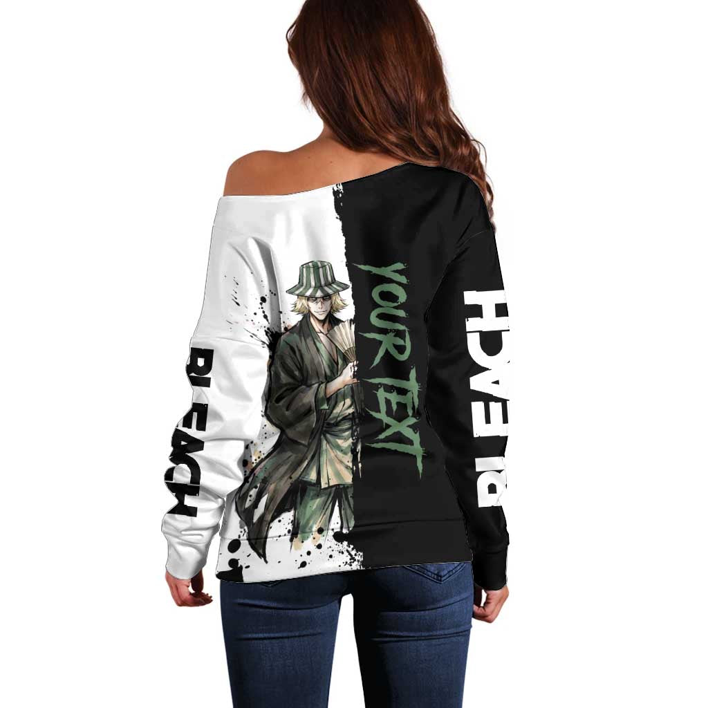 Personalized Kisuke Urahara Off Shoulder Sweater Ink Splash Anime Brush Style