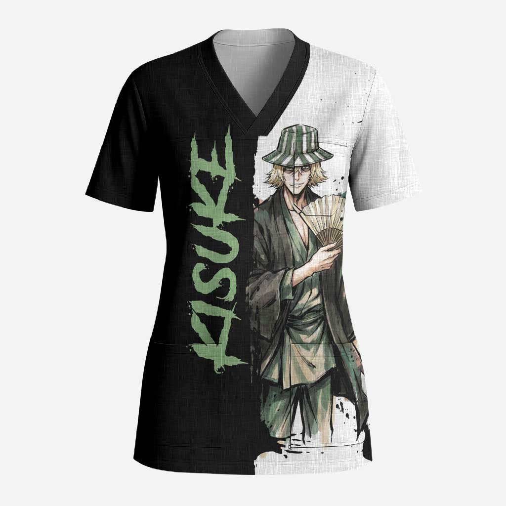 Personalized Kisuke Urahara Scrub Top Ink Splash Anime Brush Style