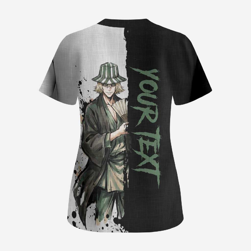 Personalized Kisuke Urahara Scrub Top Ink Splash Anime Brush Style