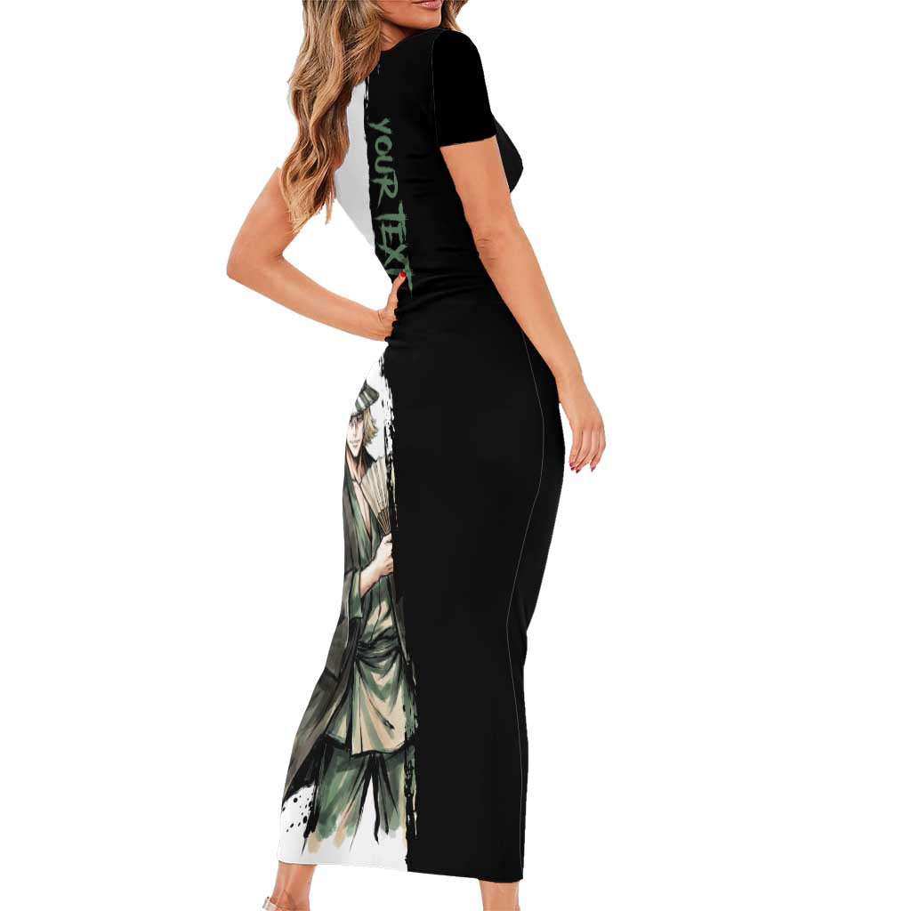 Personalized Kisuke Urahara Short Sleeve Bodycon Dress Ink Splash Anime Brush Style