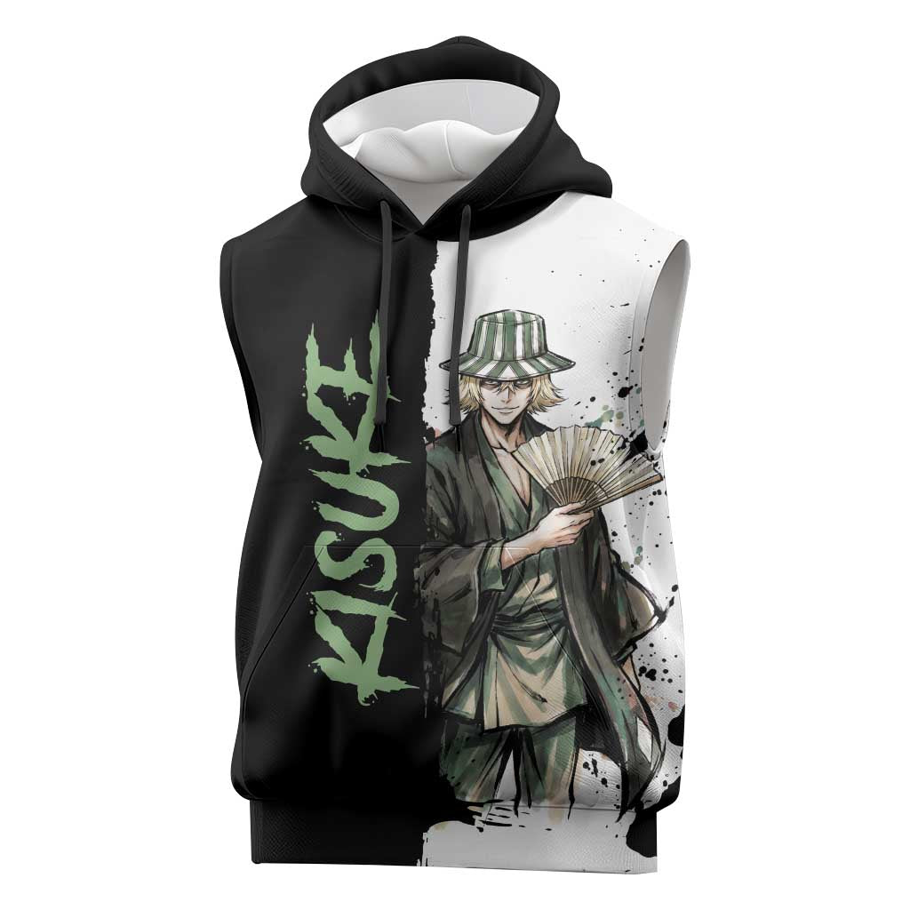 Personalized Kisuke Urahara Sleeveless Hoodie Ink Splash Anime Brush Style