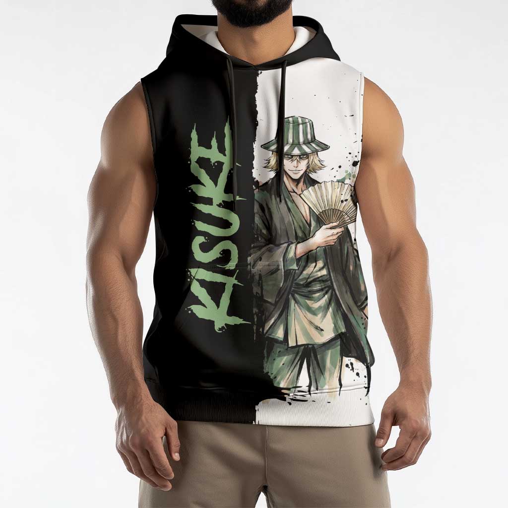 Personalized Kisuke Urahara Sleeveless Hoodie Ink Splash Anime Brush Style