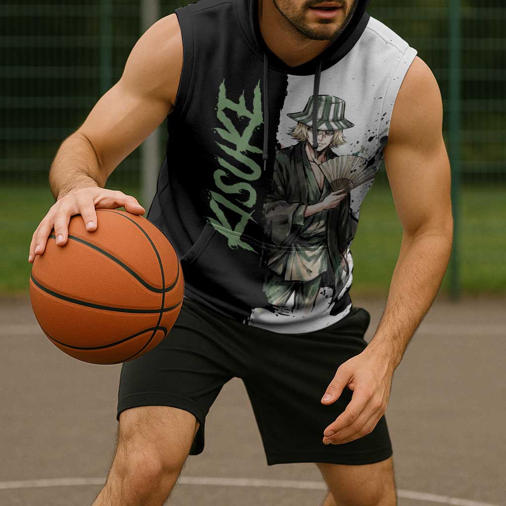 Personalized Kisuke Urahara Sleeveless Hoodie Ink Splash Anime Brush Style