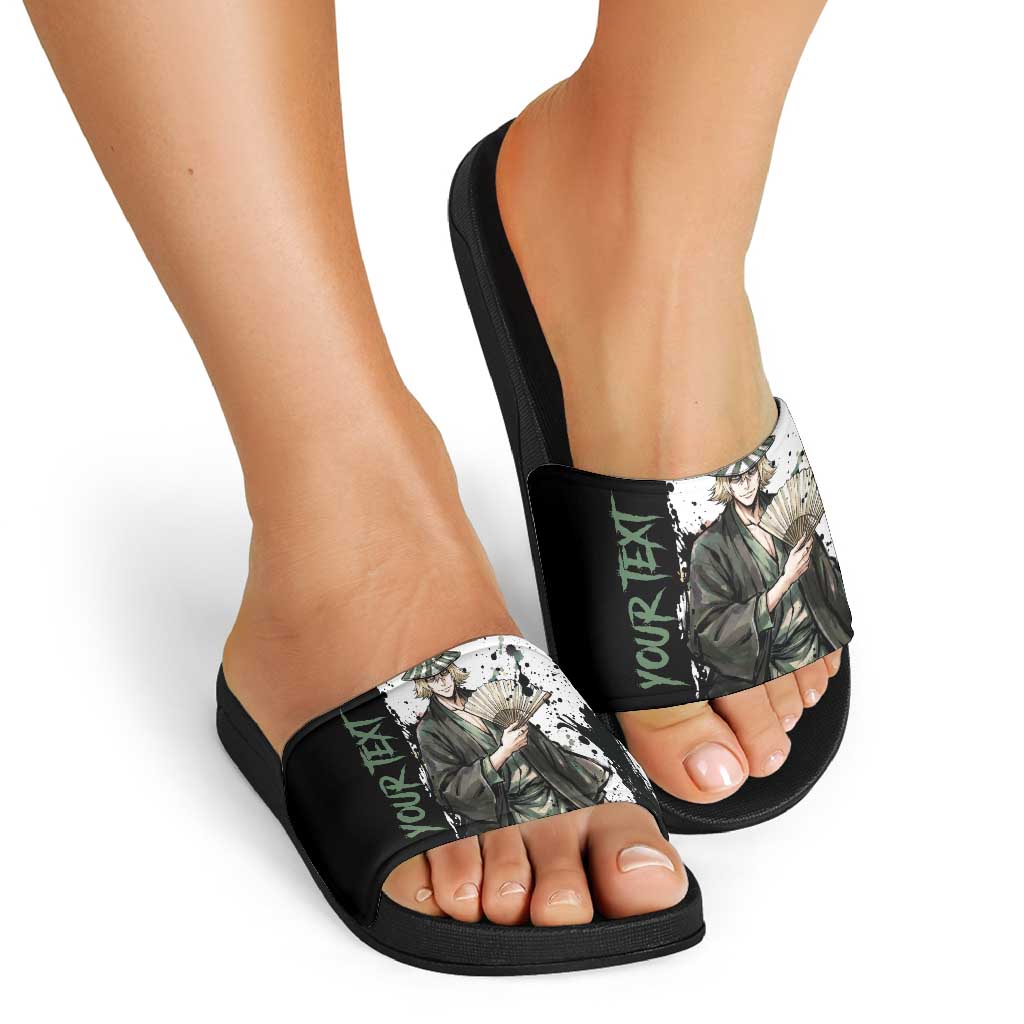 Personalized Kisuke Urahara Slide Sandals Ink Splash Anime Brush Style