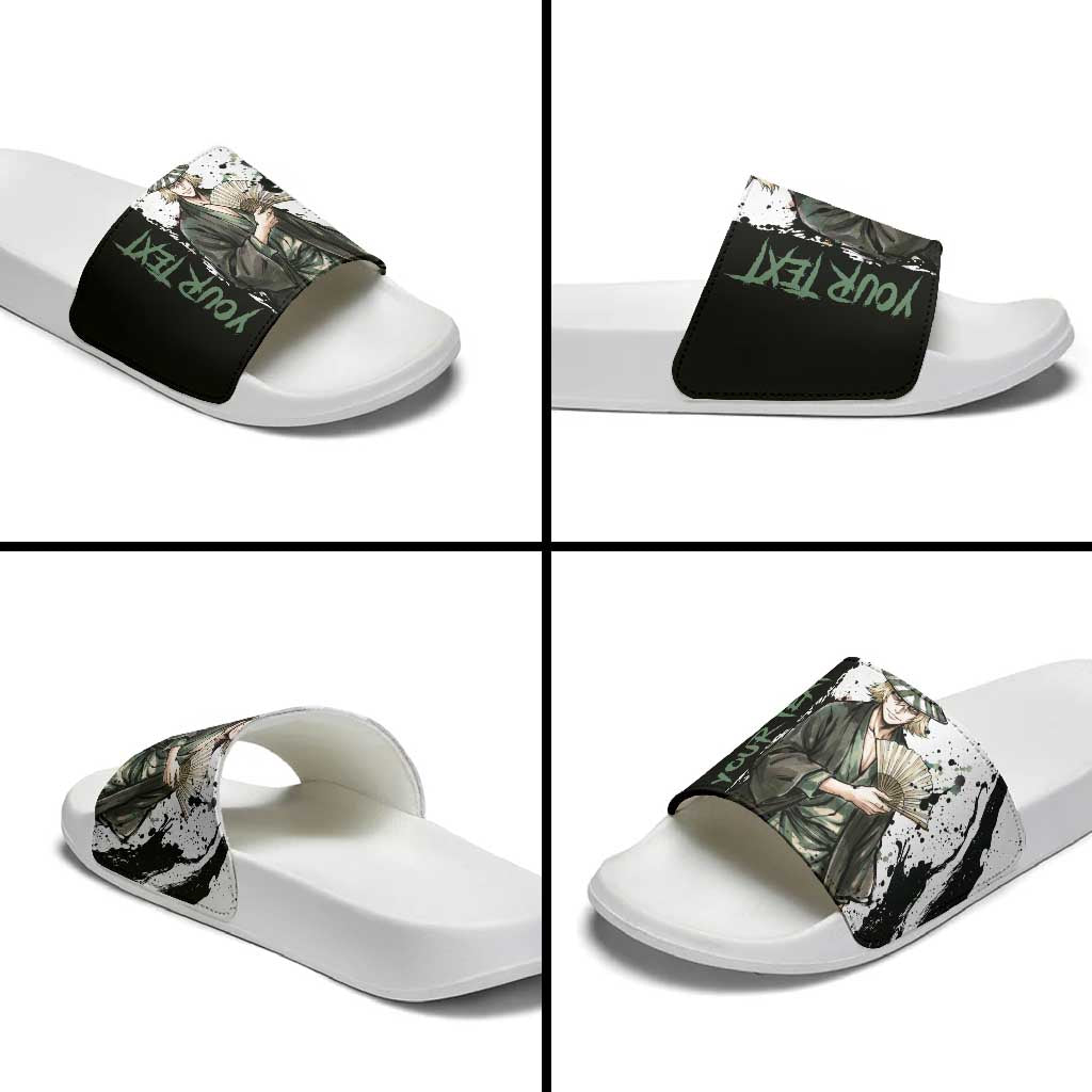 Personalized Kisuke Urahara Slide Sandals Ink Splash Anime Brush Style