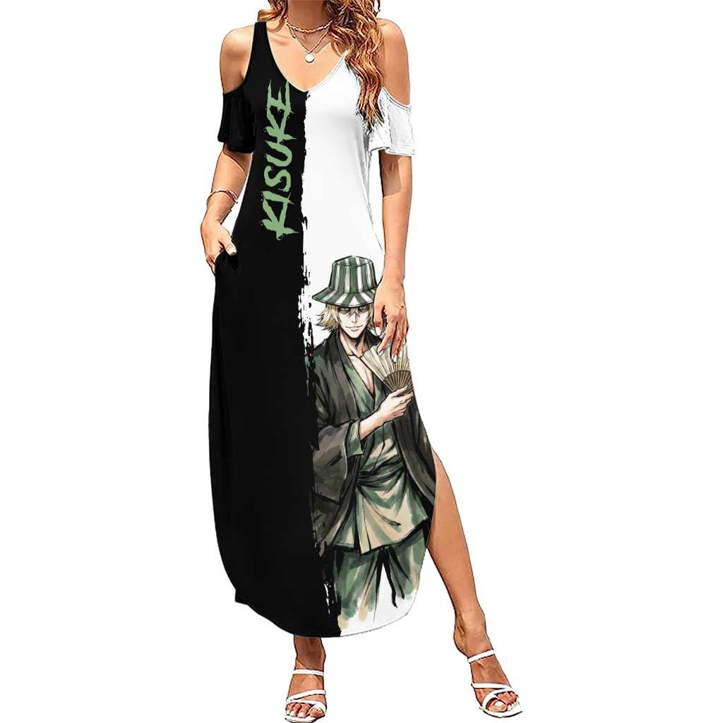 Personalized Kisuke Urahara Summer Maxi Dress Ink Splash Anime Brush Style