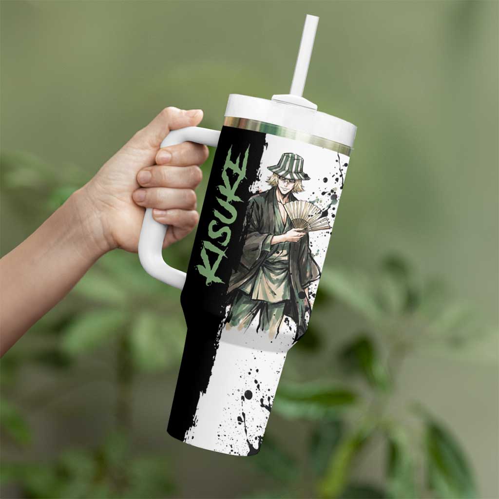 Personalized Kisuke Urahara Tumbler With Handle Ink Splash Anime Brush Style