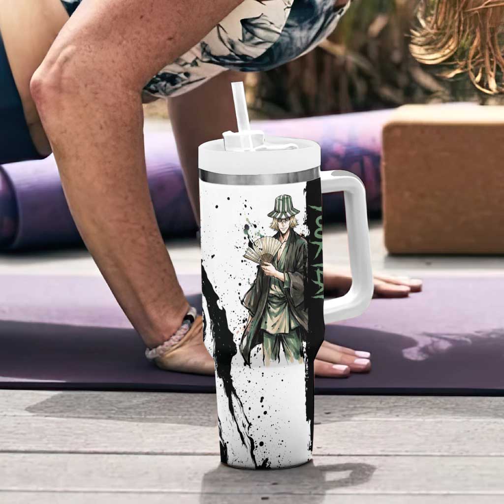 Personalized Kisuke Urahara Tumbler With Handle Ink Splash Anime Brush Style