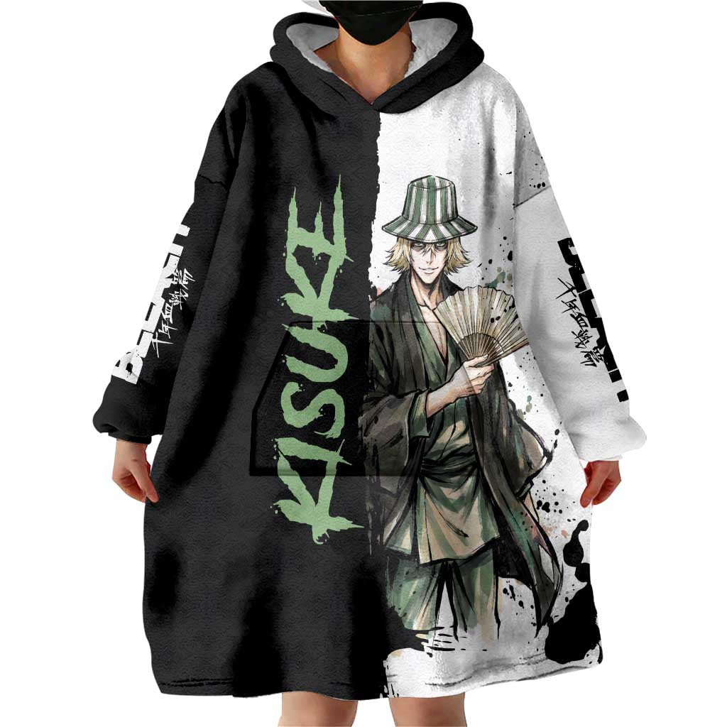 Personalized Kisuke Urahara Wearable Blanket Hoodie Ink Splash Anime Brush Style
