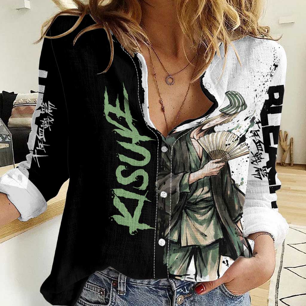 Personalized Kisuke Urahara Women Casual Shirt Ink Splash Anime Brush Style