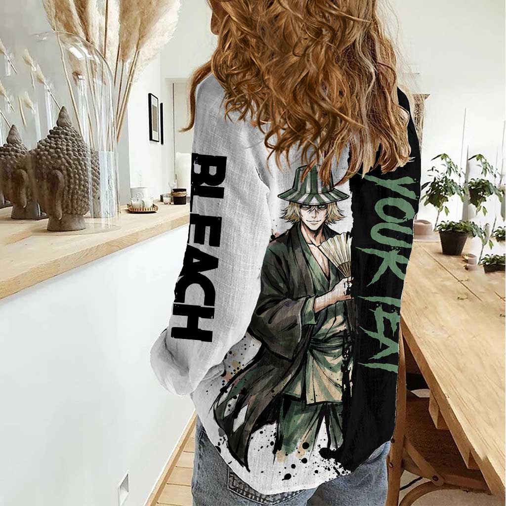 Personalized Kisuke Urahara Women Casual Shirt Ink Splash Anime Brush Style