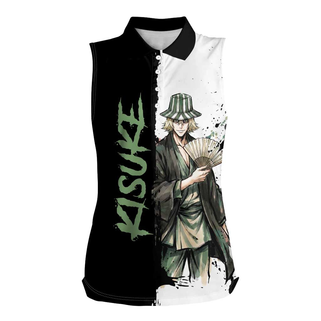 Personalized Kisuke Urahara Women Sleeveless Polo Shirt Ink Splash Anime Brush Style