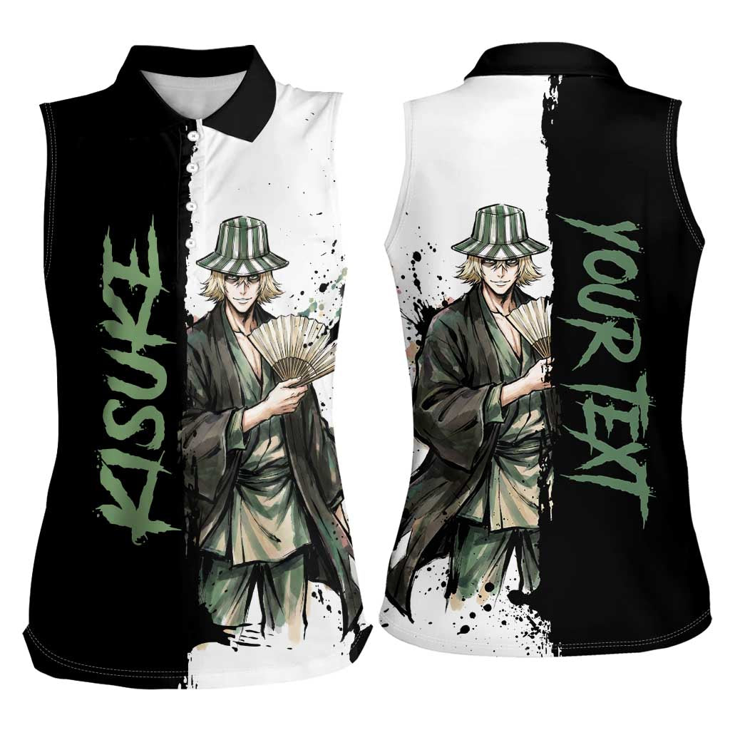 Personalized Kisuke Urahara Women Sleeveless Polo Shirt Ink Splash Anime Brush Style