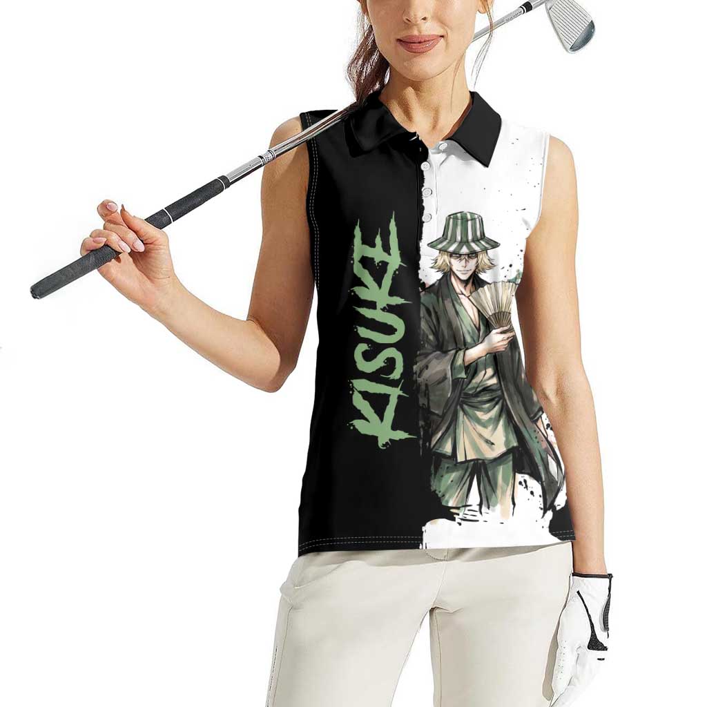 Personalized Kisuke Urahara Women Sleeveless Polo Shirt Ink Splash Anime Brush Style