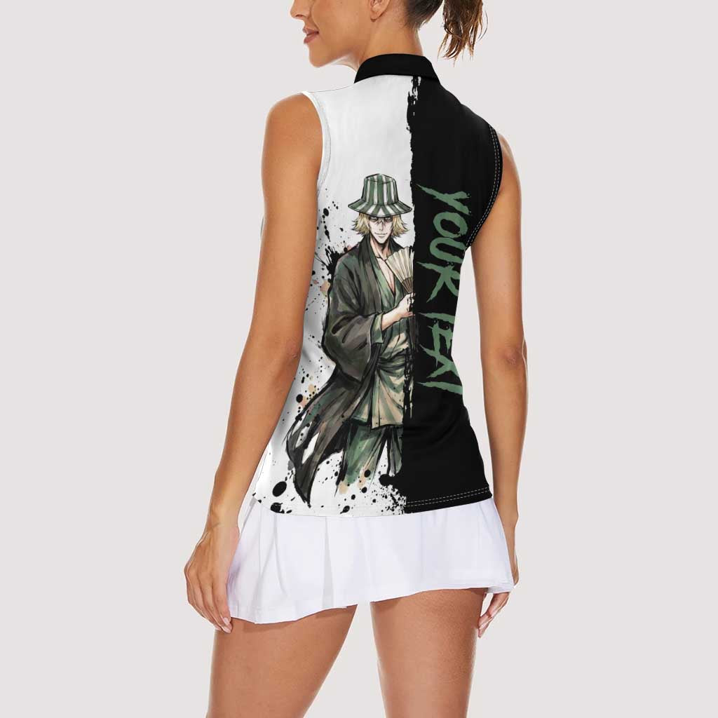 Personalized Kisuke Urahara Women Sleeveless Polo Shirt Ink Splash Anime Brush Style