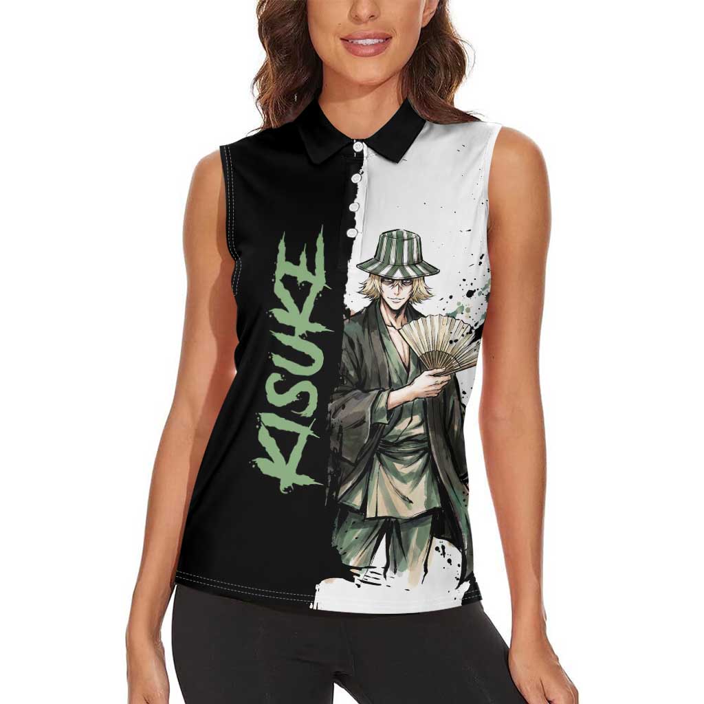 Personalized Kisuke Urahara Women Sleeveless Polo Shirt Ink Splash Anime Brush Style