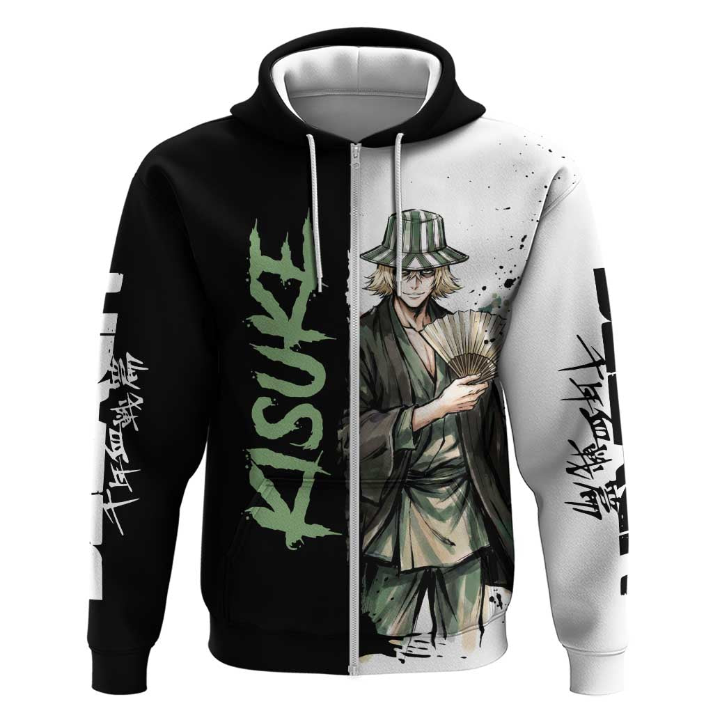 Personalized Kisuke Urahara Zip Hoodie Ink Splash Anime Brush Style
