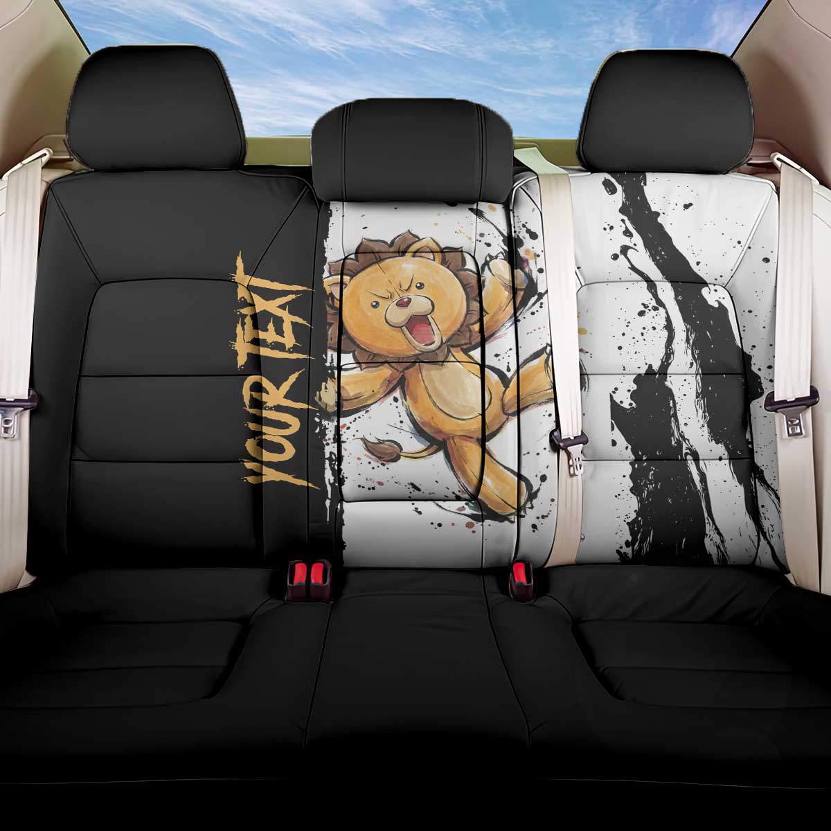 Personalized Kon Back Car Seat Cover Ink Splash Anime Brush Style