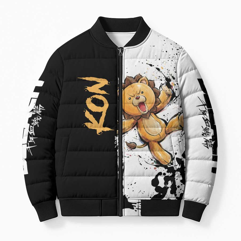 Personalized Kon Bomber Puffer Jacket Ink Splash Anime Brush Style