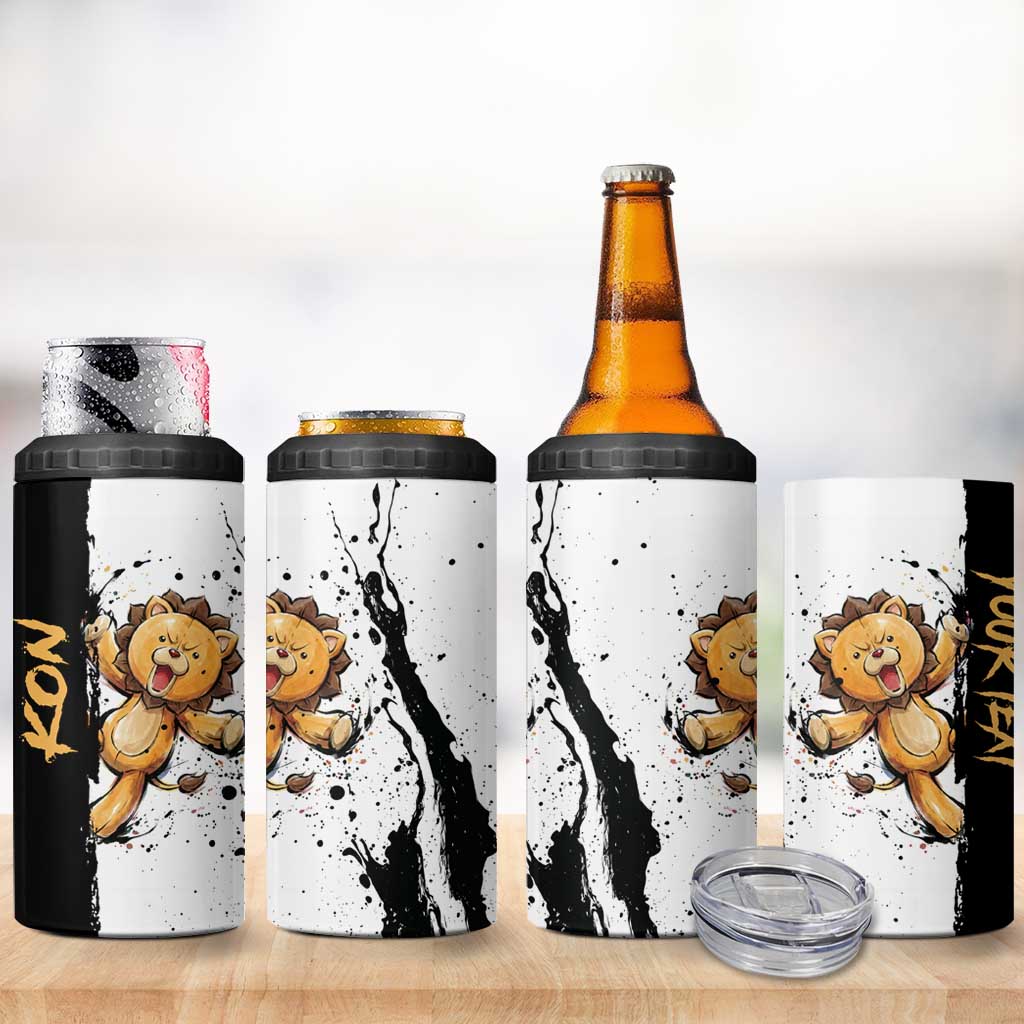Personalized Kon 4 in 1 Can Cooler Tumbler Ink Splash Anime Brush Style