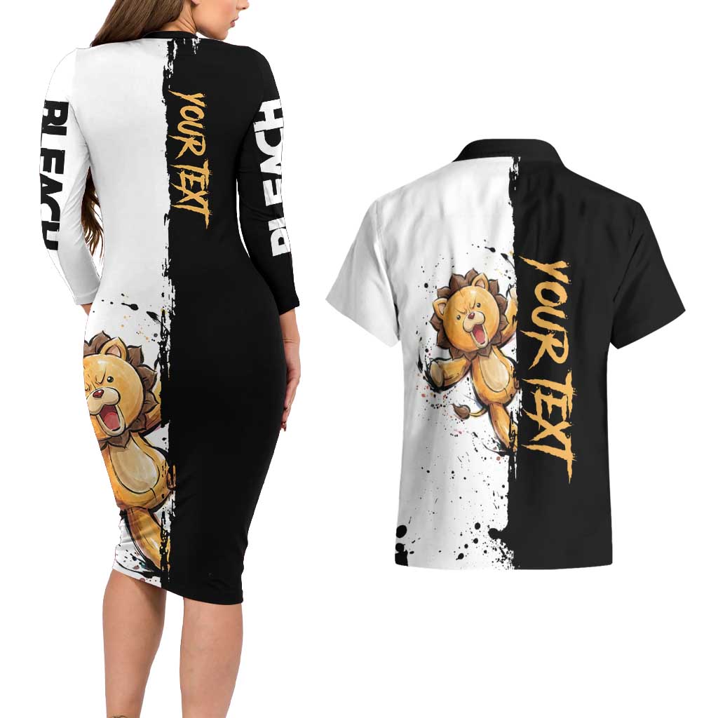 Personalized Kon Couples Matching Long Sleeve Bodycon Dress and Hawaiian Shirt Ink Splash Anime Brush Style