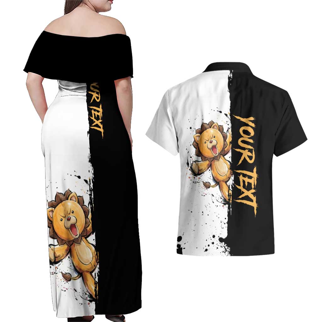 Personalized Kon Couples Matching Off Shoulder Maxi Dress and Hawaiian Shirt Ink Splash Anime Brush Style