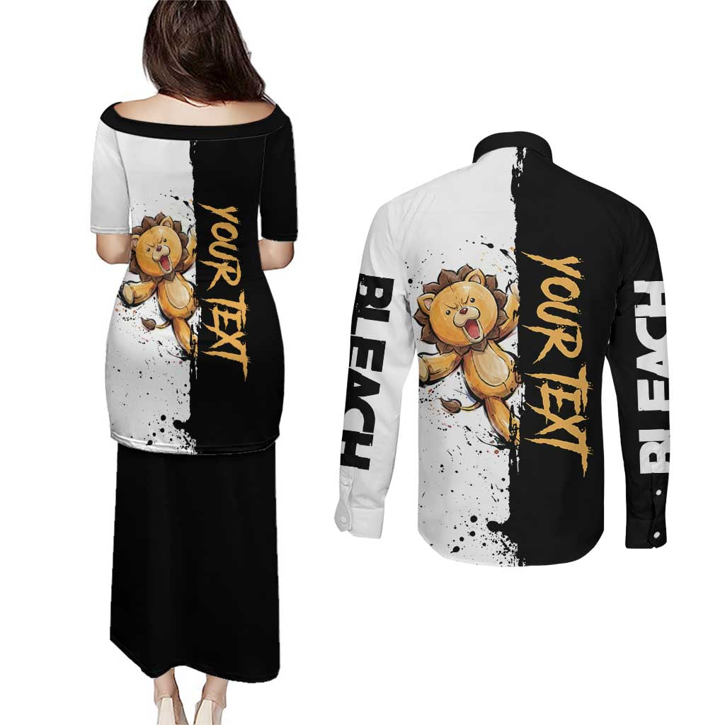 Personalized Kon Couples Matching Puletasi and Long Sleeve Button Shirt Ink Splash Anime Brush Style