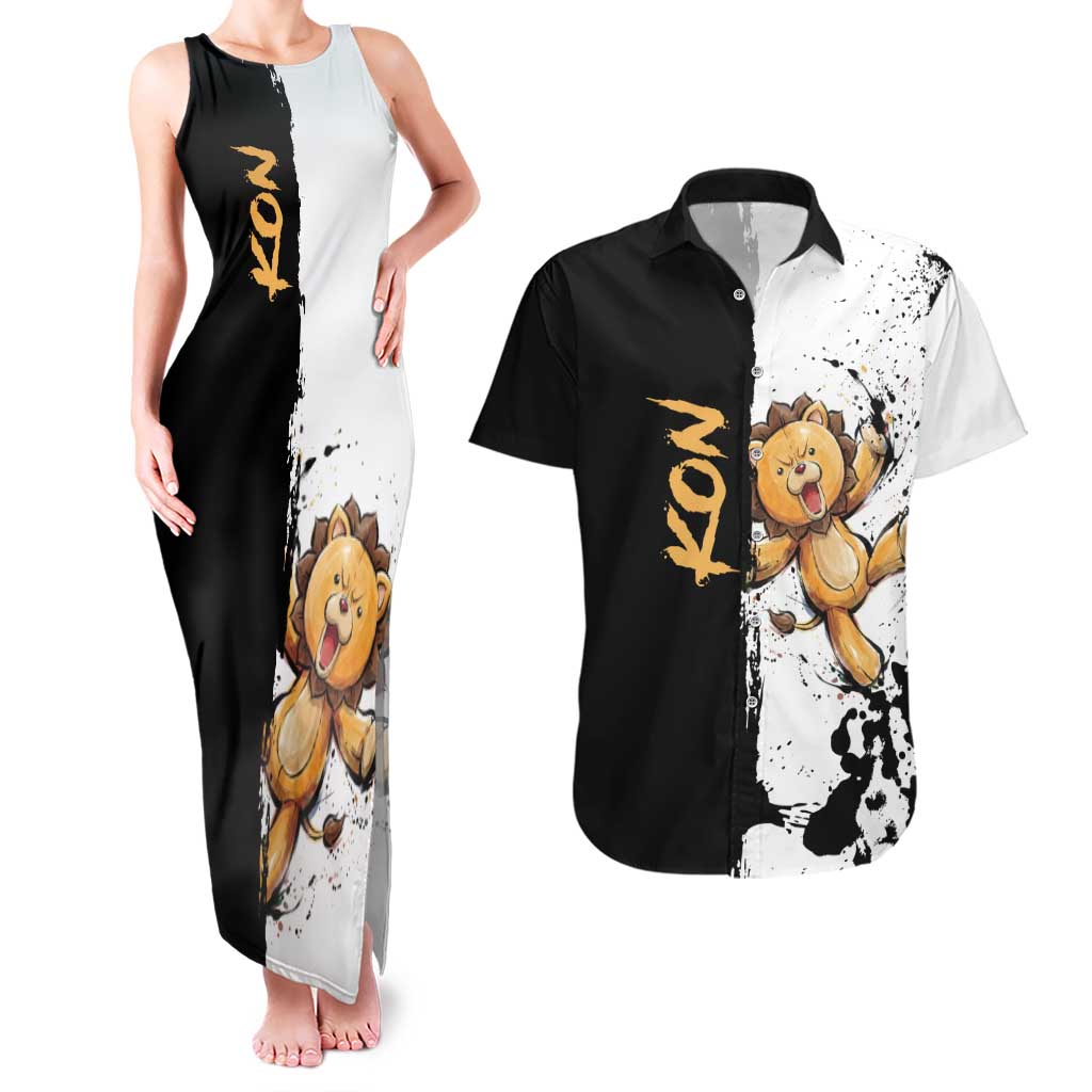 Personalized Kon Couples Matching Tank Maxi Dress and Hawaiian Shirt Ink Splash Anime Brush Style