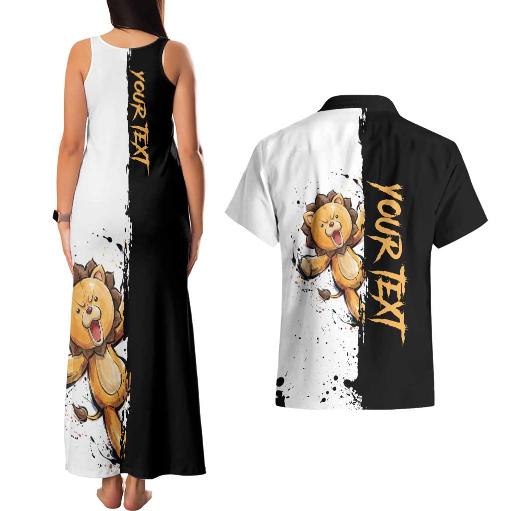 Personalized Kon Couples Matching Tank Maxi Dress and Hawaiian Shirt Ink Splash Anime Brush Style