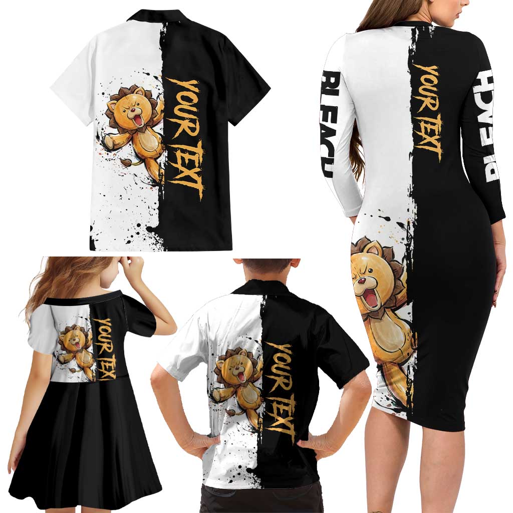 Personalized Kon Family Matching Long Sleeve Bodycon Dress and Hawaiian Shirt Ink Splash Anime Brush Style