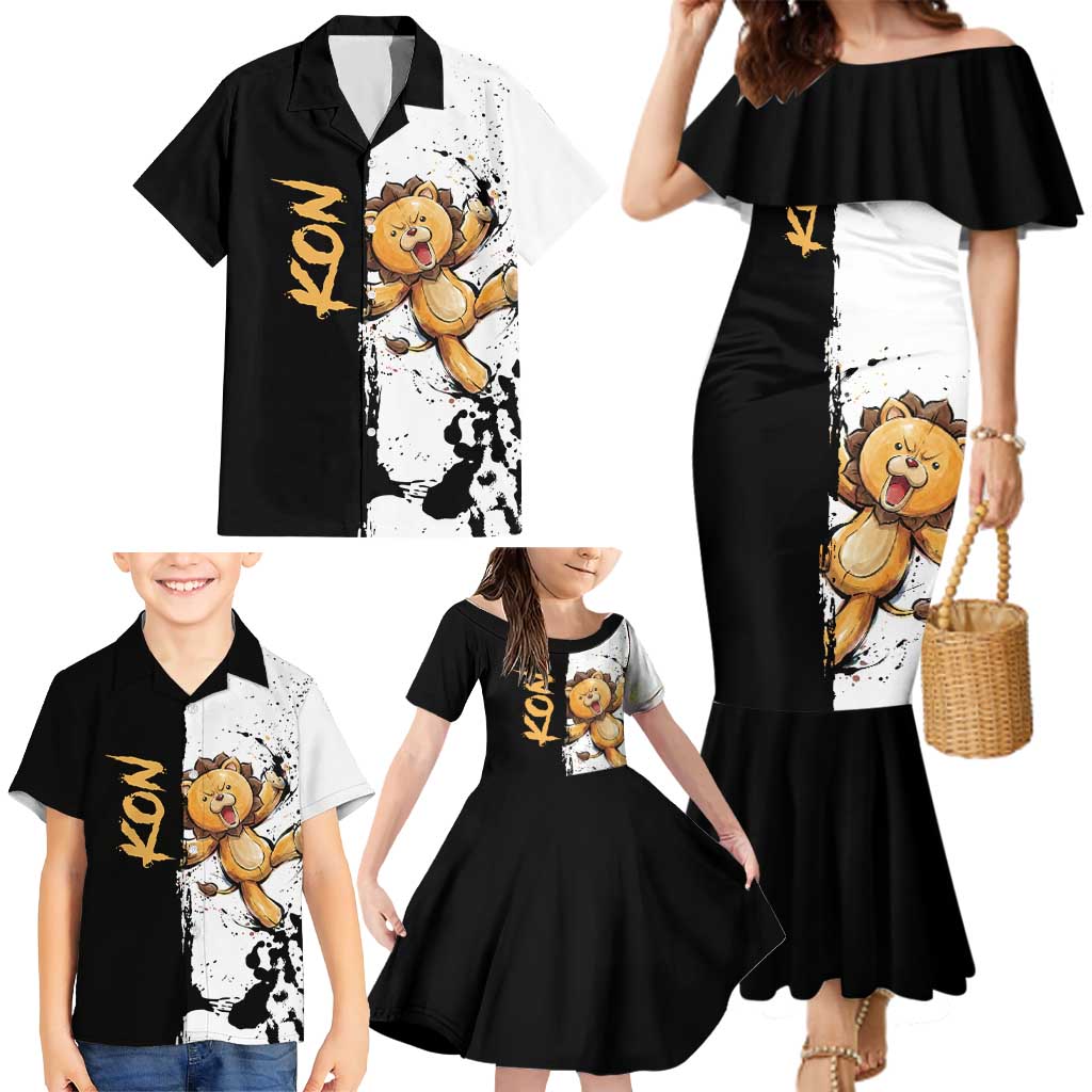 Personalized Kon Family Matching Mermaid Dress and Hawaiian Shirt Ink Splash Anime Brush Style