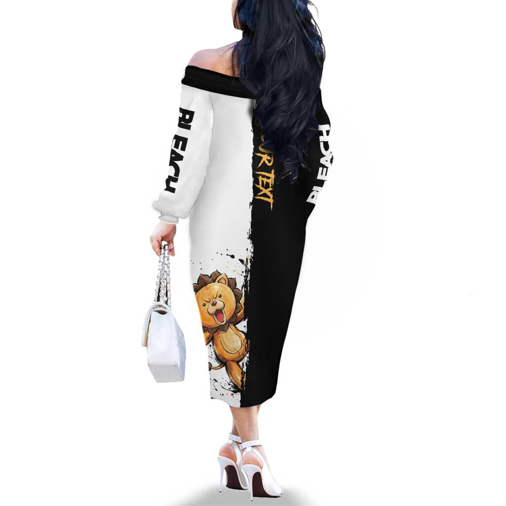 Personalized Kon Family Matching Off The Shoulder Long Sleeve Dress and Hawaiian Shirt Ink Splash Anime Brush Style
