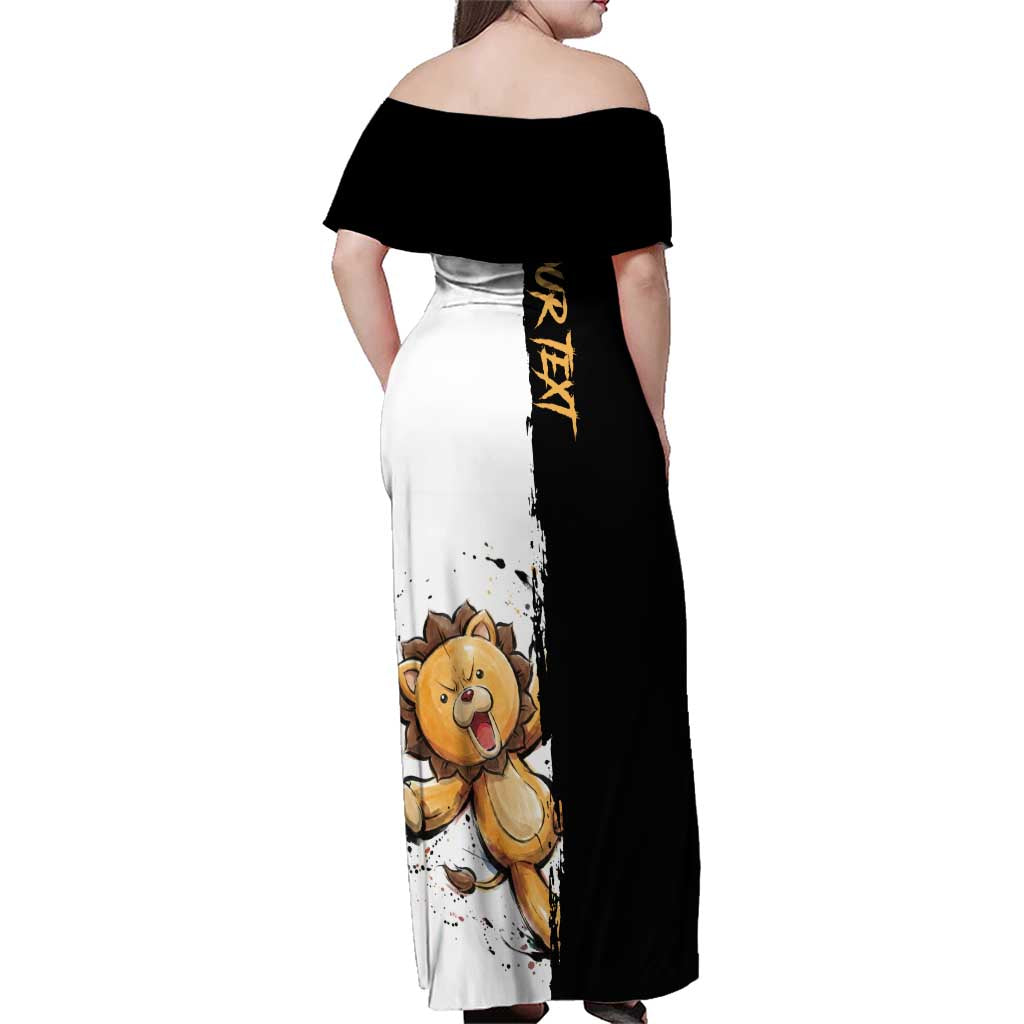 Personalized Kon Family Matching Off Shoulder Maxi Dress and Hawaiian Shirt Ink Splash Anime Brush Style