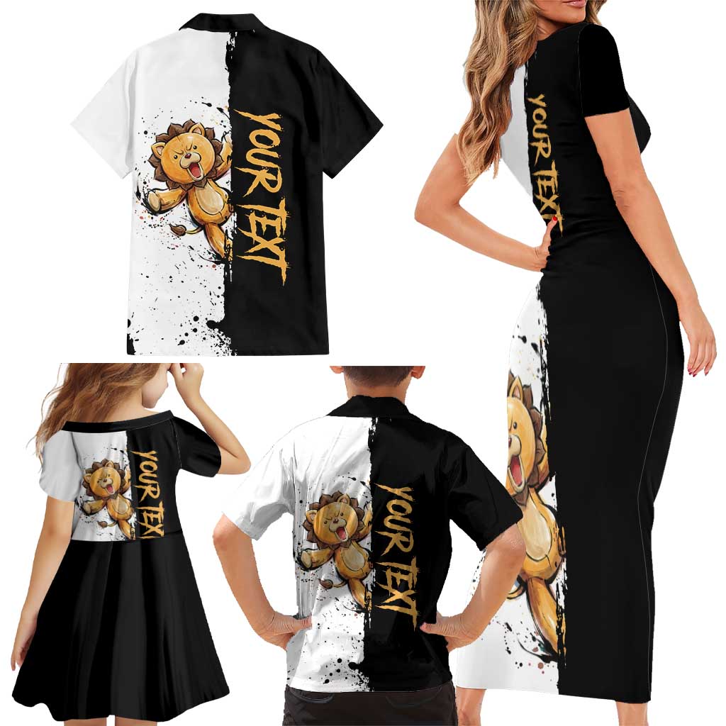 Personalized Kon Family Matching Short Sleeve Bodycon Dress and Hawaiian Shirt Ink Splash Anime Brush Style
