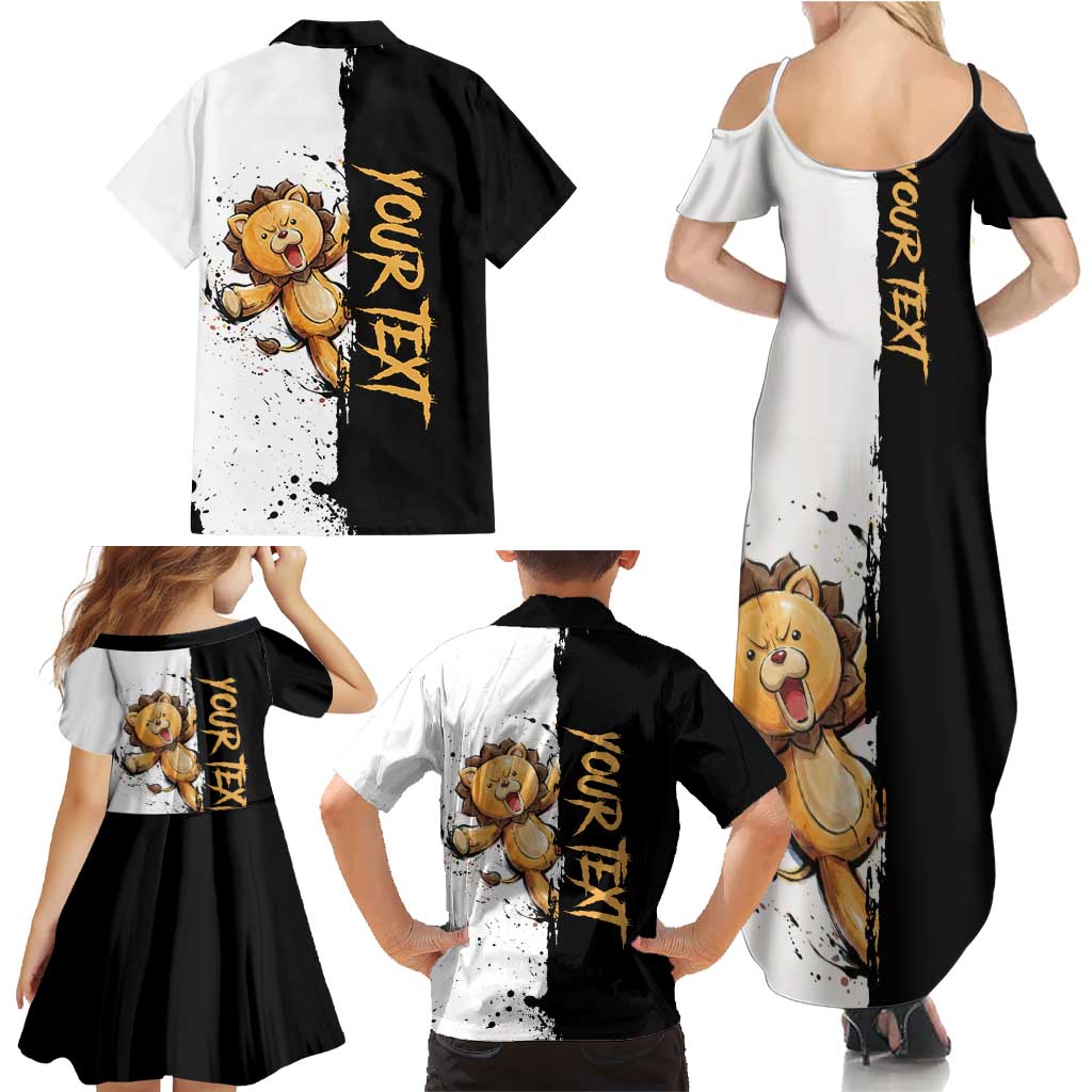 Personalized Kon Family Matching Summer Maxi Dress and Hawaiian Shirt Ink Splash Anime Brush Style