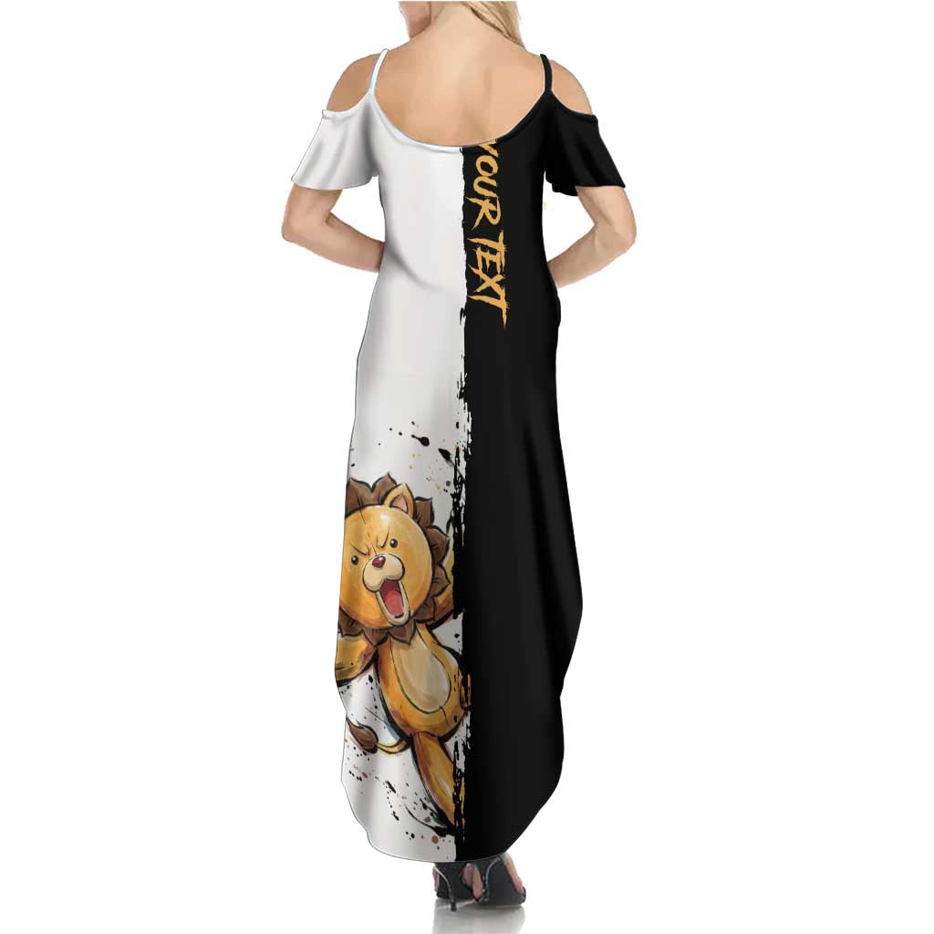 Personalized Kon Family Matching Summer Maxi Dress and Hawaiian Shirt Ink Splash Anime Brush Style