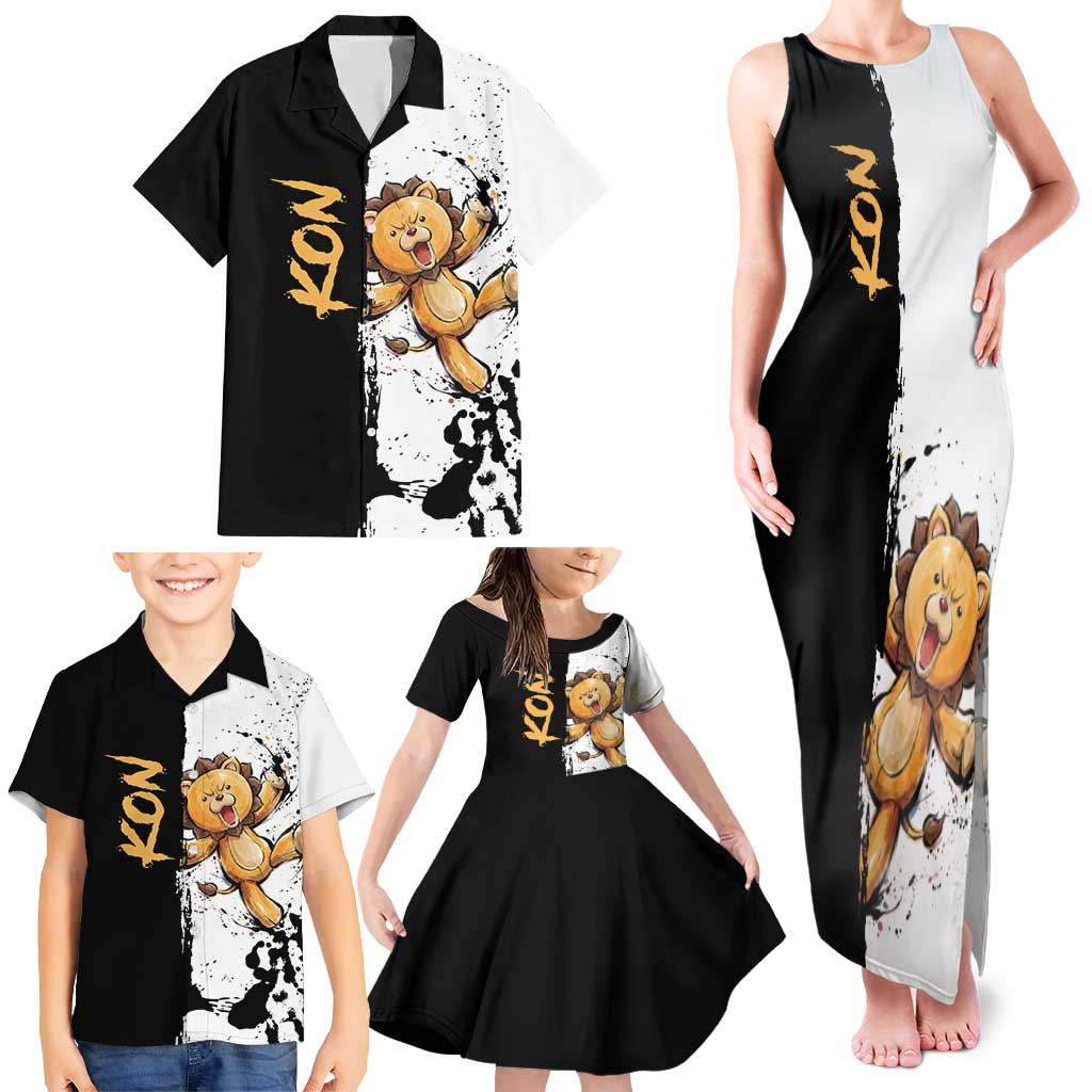 Personalized Kon Family Matching Tank Maxi Dress and Hawaiian Shirt Ink Splash Anime Brush Style
