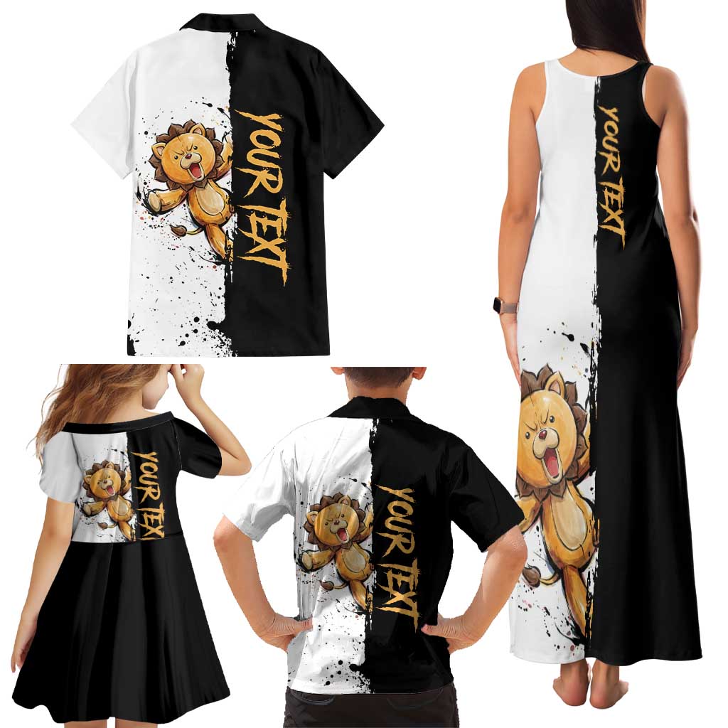 Personalized Kon Family Matching Tank Maxi Dress and Hawaiian Shirt Ink Splash Anime Brush Style